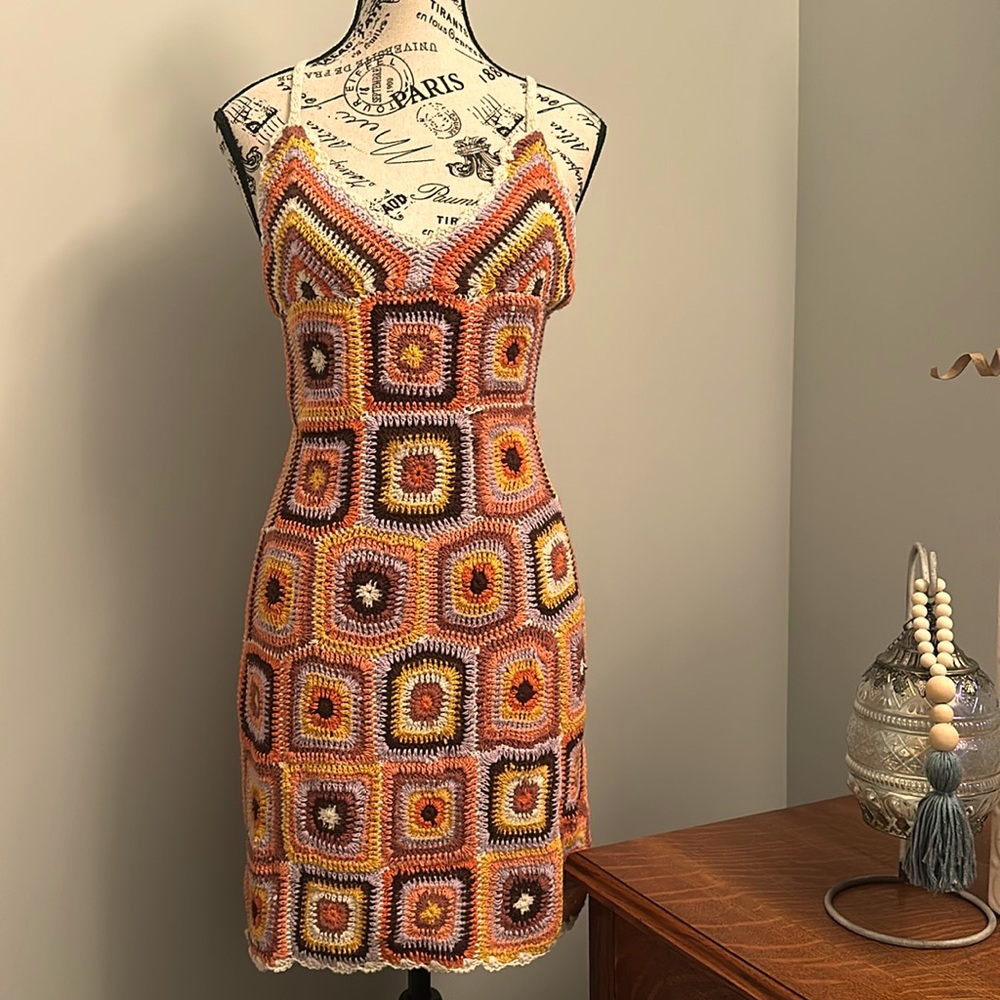 Crochet granny square dress